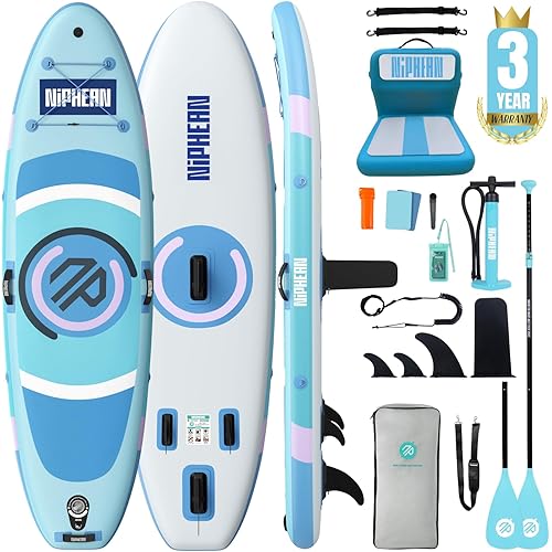 Niphean（Ultra-Light） Inflatable Paddle Board with StabilTrac Fin and Durable SUP Accessories, 10' Stand Up Paddle Boards for Adults & Youth, Versatile Yoga Paddle Board, Gift Ideas