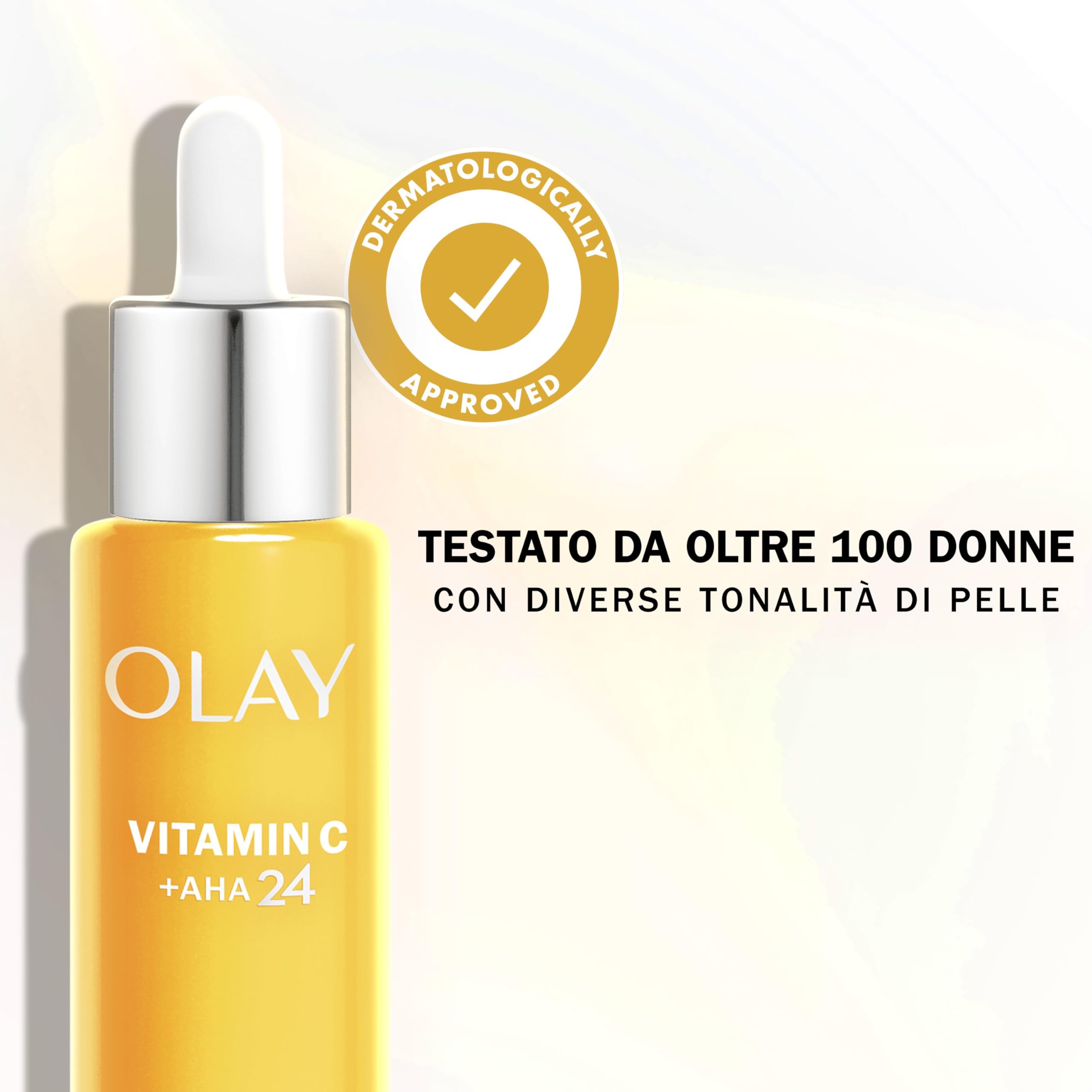 Olay Siero Vitamina C, AHA e Niacinamide, Anti-Macchie, Uniforma e Idrata, Non Unge, 40ml