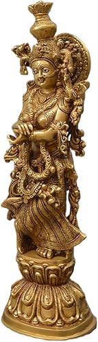 Miniatura 5 de Ídolo Radha grande de latón para el hogar Pooja Puja Mandir, pieza de exhibición, artículo de regalo, arte coleccionable de artesanía, amarillo, 7.3