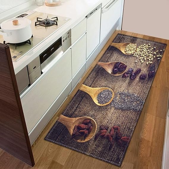ZDPLL Kitchen Rug Cutlery & Spices Kitchen Carpet, Kitchen Mat Rug Anti