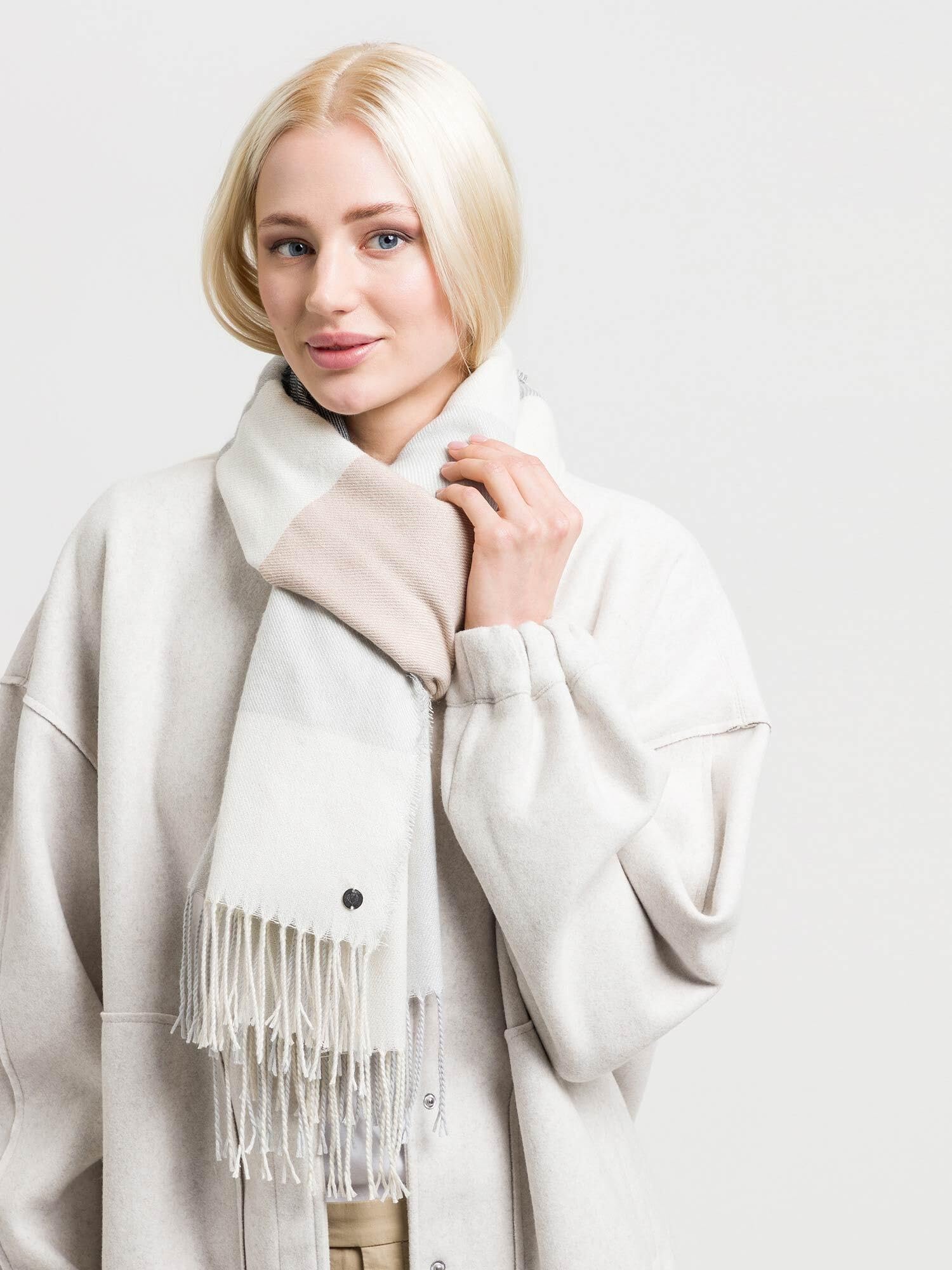 FRAAS Bufanda Soft Colour Block Mujer/Hombre - con flecos otoño/invierno Invierno