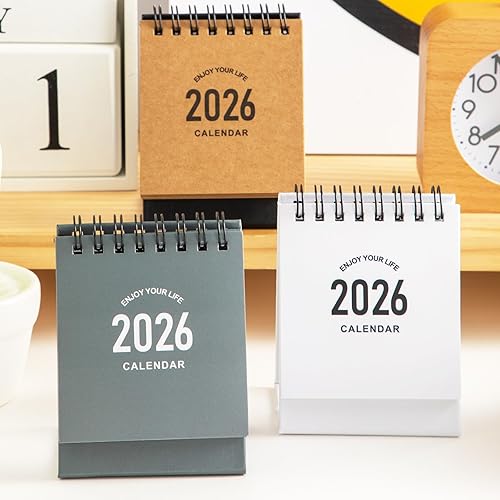 Miniatura 16 de Mini calendario de escritorio 2025-2026 – Úselo ahora hasta diciembre de 2026, calendario de escritorio pequeño, mini calendario diario, papel rosado