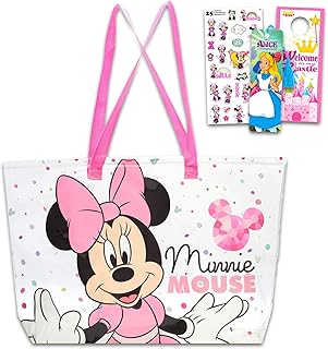 Disney Minnie Mouse Clear Tote Bag - Bundle with Clear Purse for Beach, Groceries, Storage Plus Stickers, More | Minnie Mouse Shoulder Bag for Women