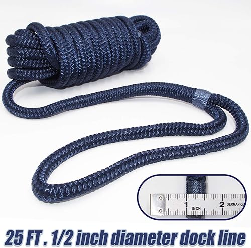 Miniatura 9 de INNOCEDEAR 2 Pack Premium Navy Blue Dock Lines - 15'  25'35' with Eyelet.Double Braided Nylon Dock Line