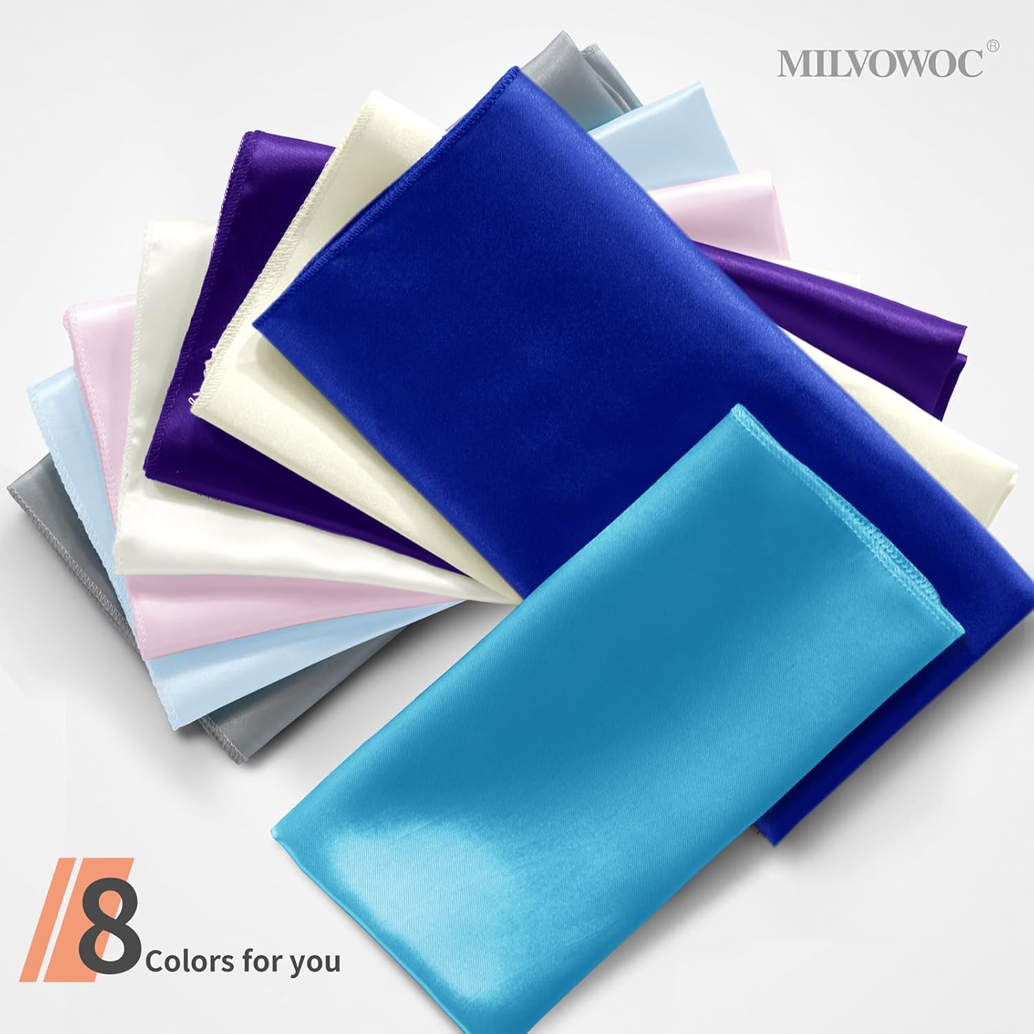 MILVOWOC 72 Pack Square Light Blue Satin Napkins 20" x 20" Soft Silk Dinner Napkins Smooth Decorative Table Napkins, Washable & Reusable Cloth Napkins for Weddings Dinner Restaurant Party Decoration