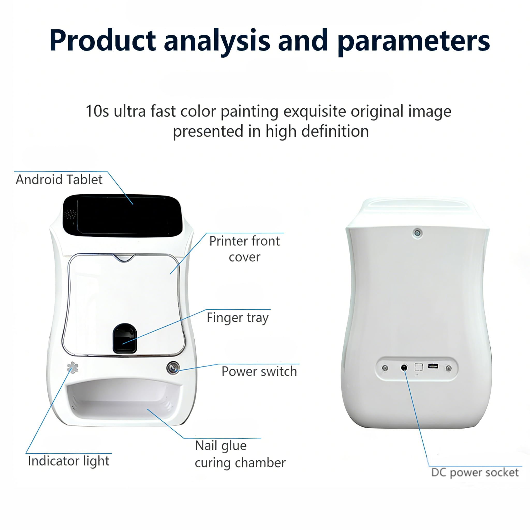 Stampante automatica per unghie intelligente 3D, stampante, stampante unghie, Impresora De UñAs, digitale fai da te - Schermo di aggiornamento/asciugatura, uso domestico e studio.(1 set,White)