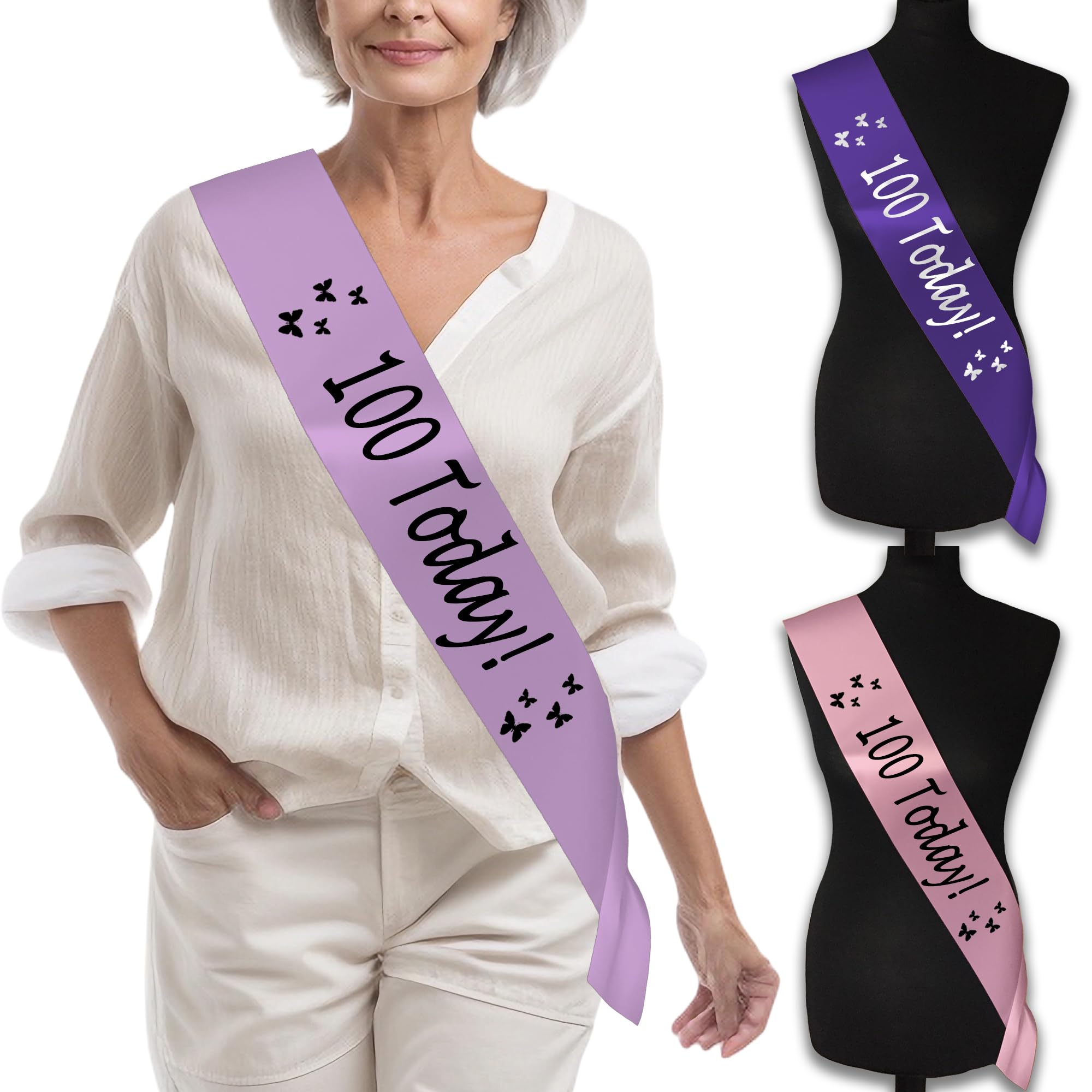 100 Today Sash Celebrating 100th Birthday Party 100 & Fabulous Satin Ribbon One Hundred