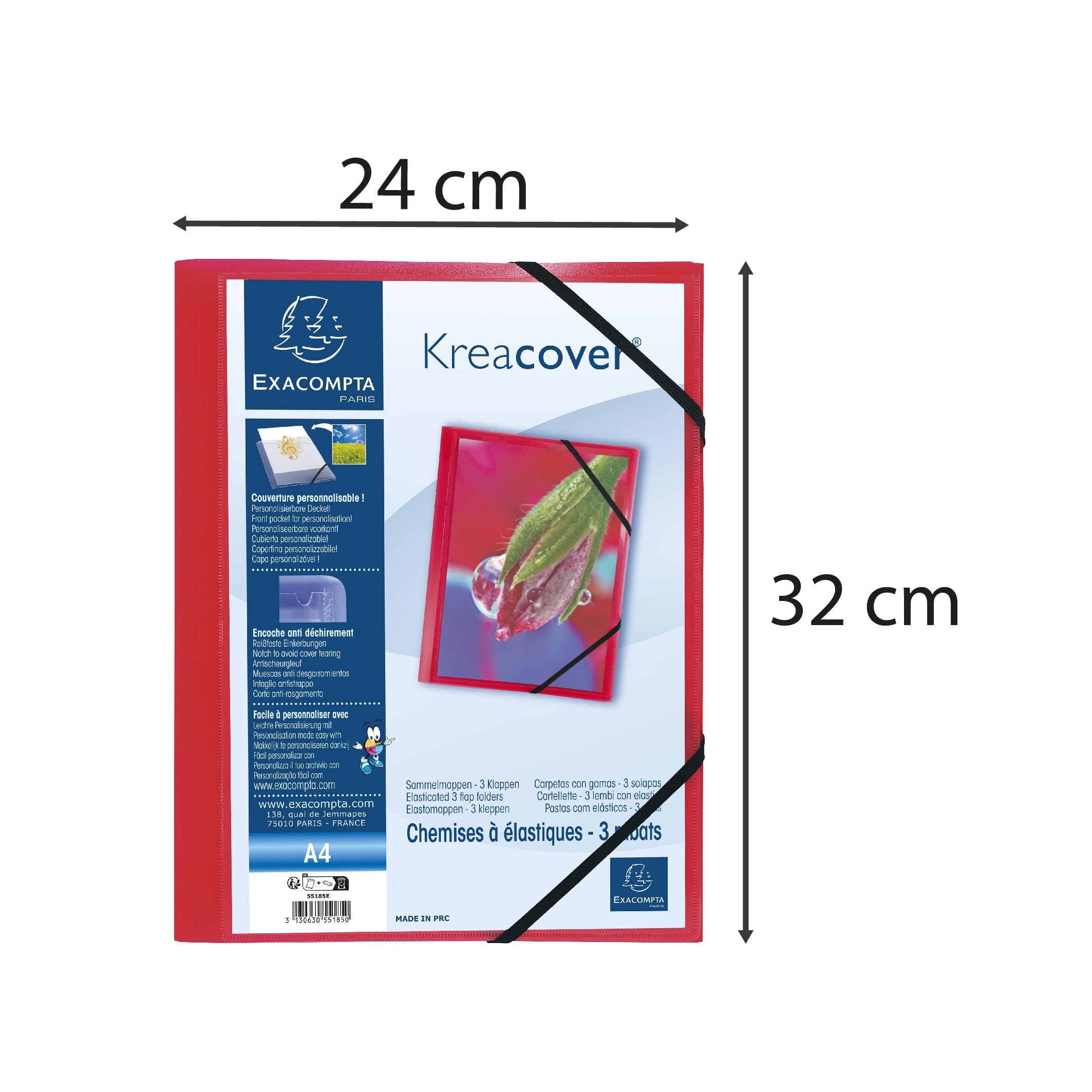 Exacompta, Ref 55185E, Box of 25 Kreacover Elastic folders, 3 Flap Pockets, Translucent Polypropylene - Image 3