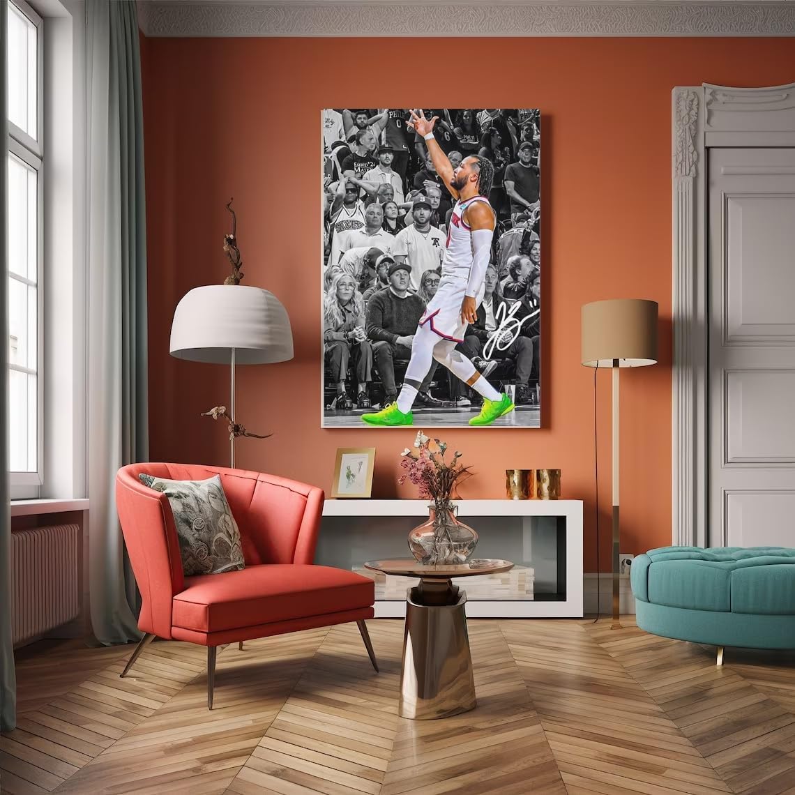 Basketball Superstar Jalen Brunson Signed Poster For Kids Fans Room Bedroom Wall Decor-Sports Star Posters Canvas Art Framed Print Picture For Teen Boy Birthday Gifts