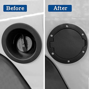Fuel Filler Door Cover, Gas Fuel Tank Cap Cover Black for 2007 2008 2009 2010 2011 2012 2013 2014 2015 2016 2017 2018 Jeep Wrangler JK & Unlimited Sport Rubicon Sahara (No Locking)