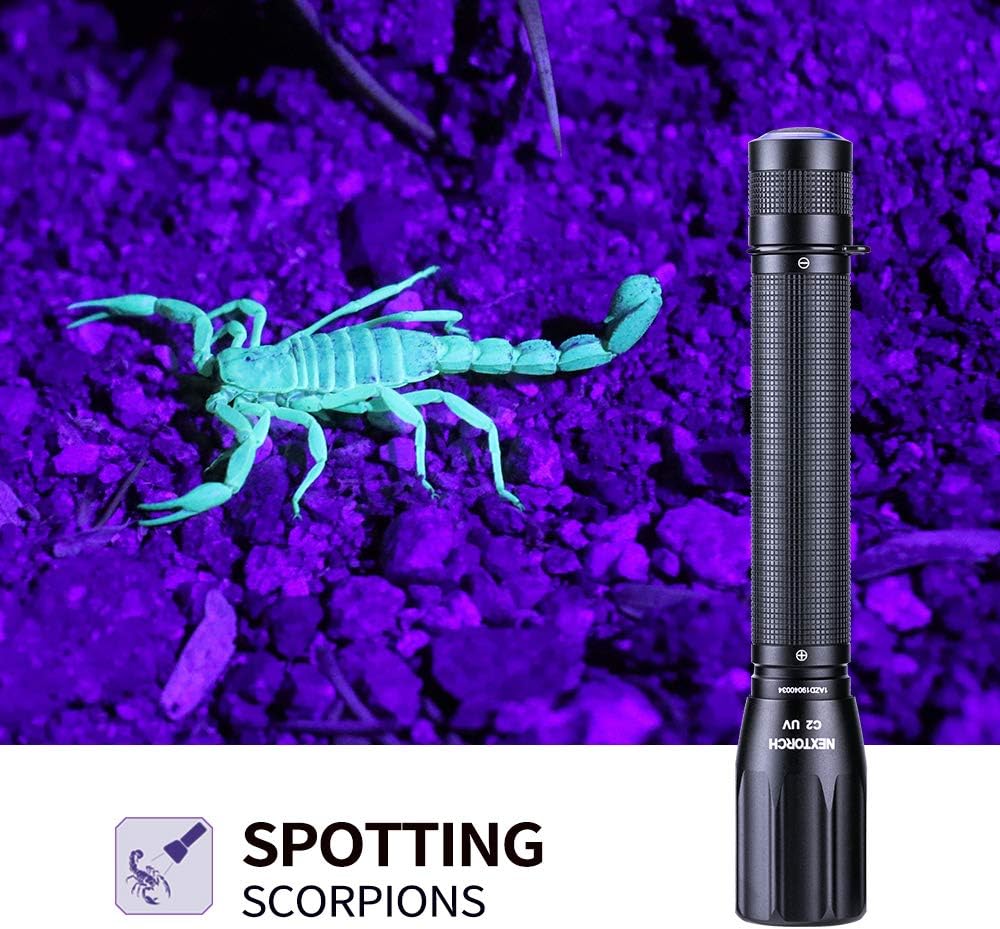 NEXTORCH 405nm uv Light UV Led Blacklight Flashlights Detector Ultraviolet Pocket-Size LED Torch for Pets Urine and Stains Find Stains on Carpet, Rugs 3D Printed Resin C2UV (405nm UV)