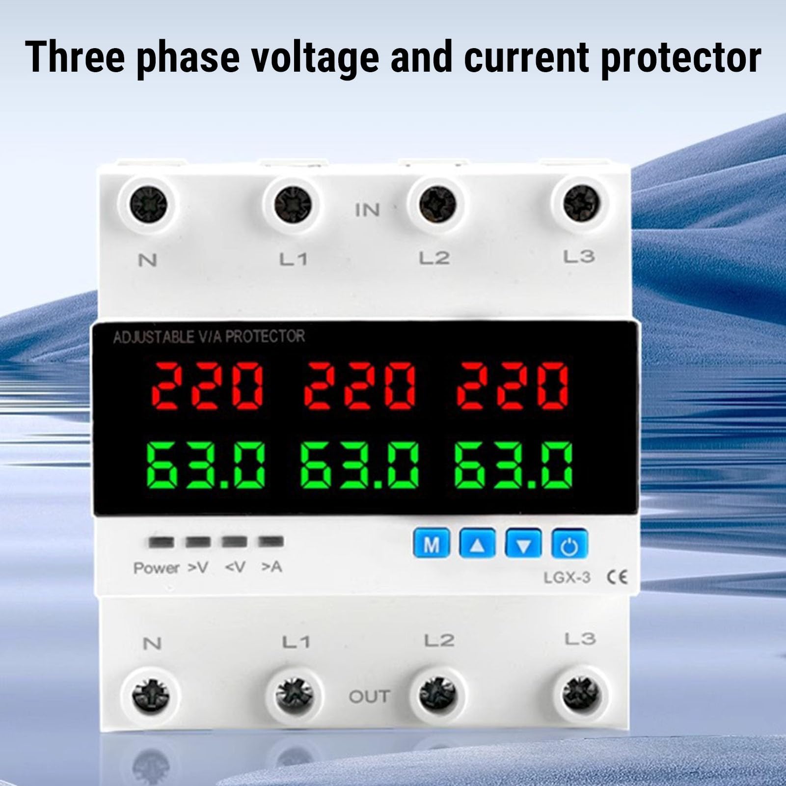 FTVOGUE Interruptor de Transferencia Automática 4P 63A, ATS Trifásico con Protección contra Sobretensión y Subtensión de Sobrecorriente Ajustable para Red Eléctrica del Inversor del Generador,