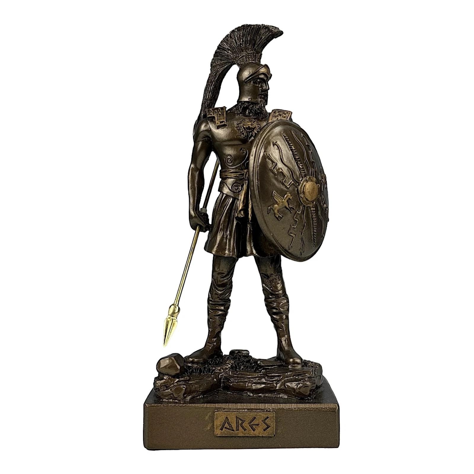 Statua greca del dio della guerra di Ares Marte – Scultura in alabastro fuso fatta a mano in Grecia, figura mitologica guerriero stile bronzo decorazione per la casa 18 cm (7,09 in)