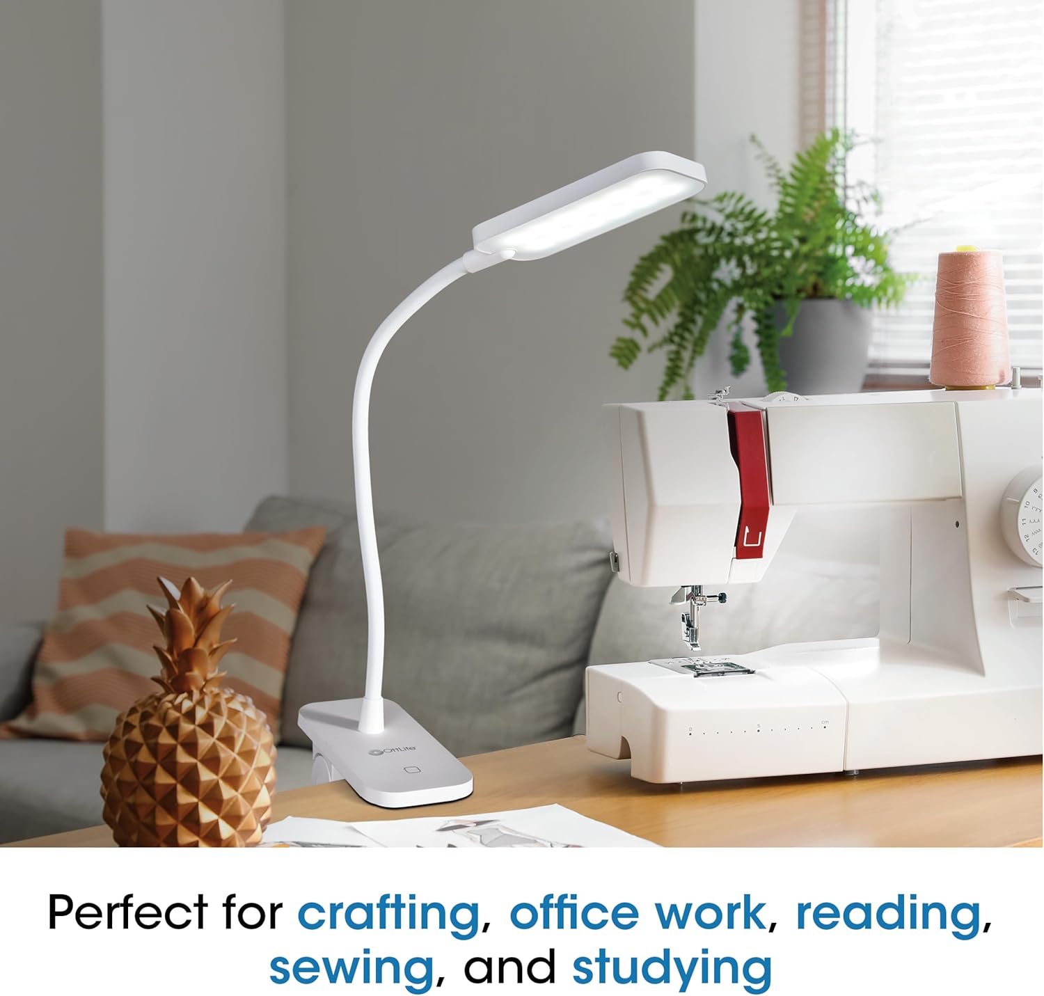 OttLite Rechargeable LED Clip Lamp - ClearSun LED Technology with Touch Activated Control, Dimmable LEDs & Flexible Arm - Travel-Friendly Clip Light for Reading, Bed Headboard & Computers