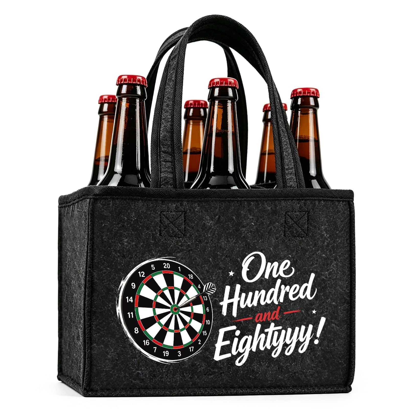 Dart Gifts for Men, Felt Beer Carrier 6 Bottles Dart Fans Accessories