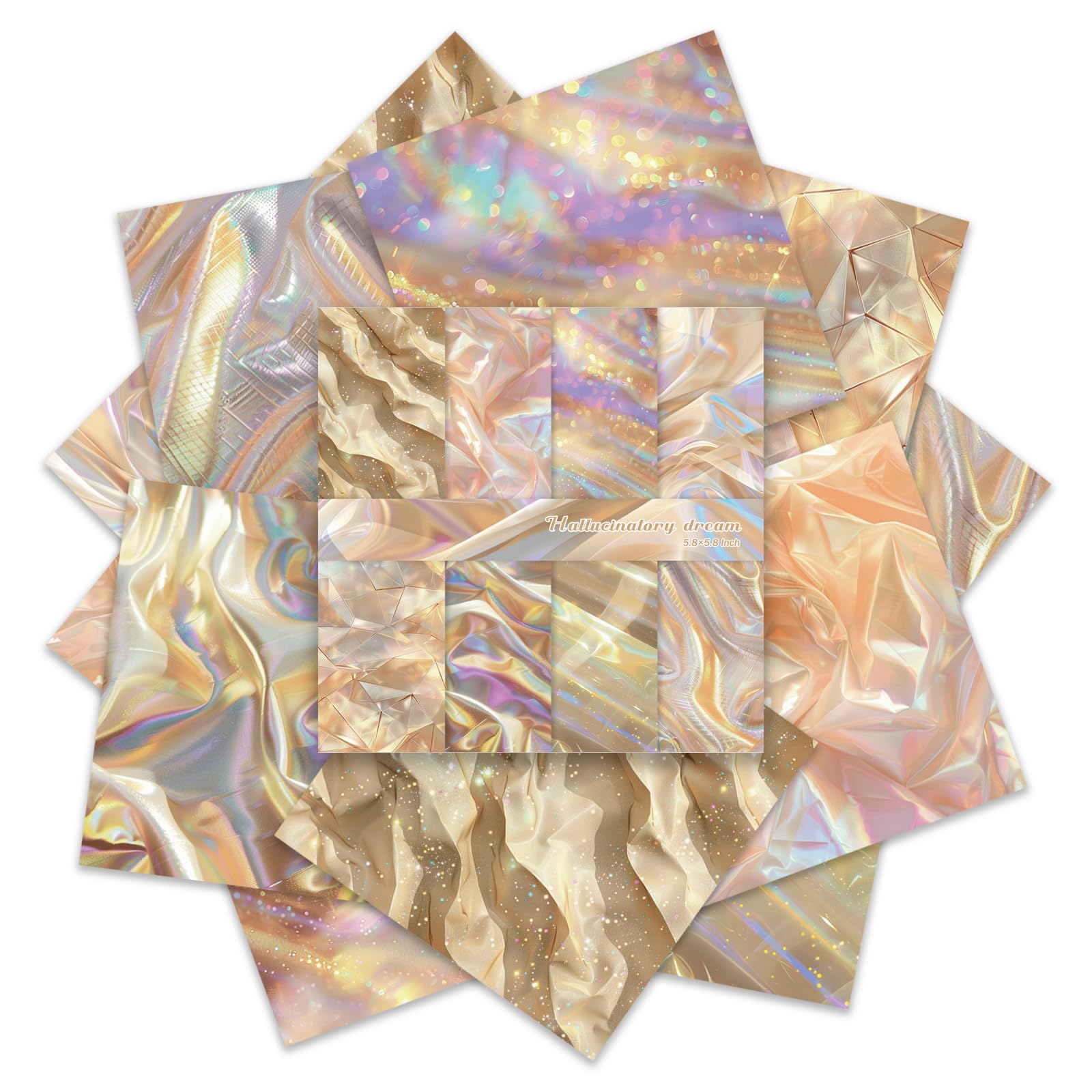 PRSTINCOL Papier do scrapbookingu, 16 arkuszy 15 x 14 cm, olśniewające światła, styl scrapbookingu, jednostronny, żywy papier do decoupage origami, do majsterkowania, tworzenia kart, dziennika