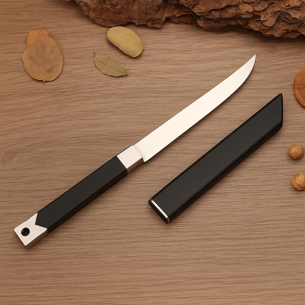 Machado Japanese Style Mini Kitchen Knife – Stainless Steel Blade with Sheath – Compact Chef Knife for Fruit, Vegetables, Chopping, Gifting, Camping & Restaurant Use