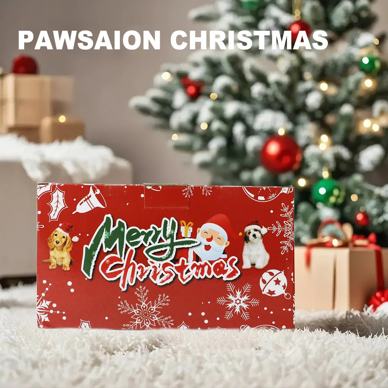 Juguetes de Navidad para perros, paquete de 15 juguetes masticables de goma para cachorros con juego de juguetes de cuerda, caja rígida interactiva para perros, entrenamiento para jugar a la