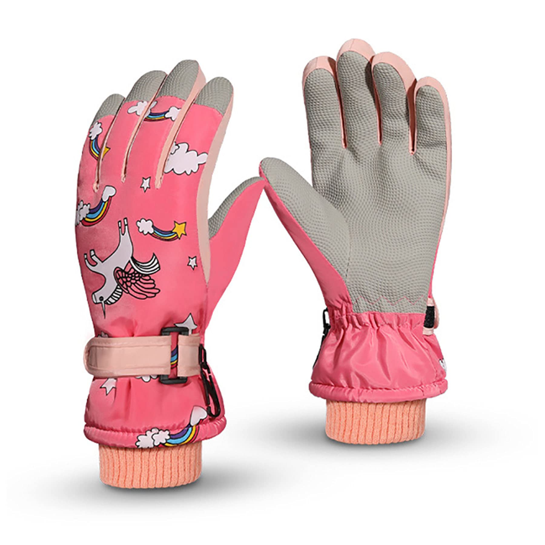 RARITYUS Kids Cute Unicorn Gloves Waterproof Winter Ski Fleece Lined Snow Glove Thermal Warm Mittens for 2-9Y Boys Girls