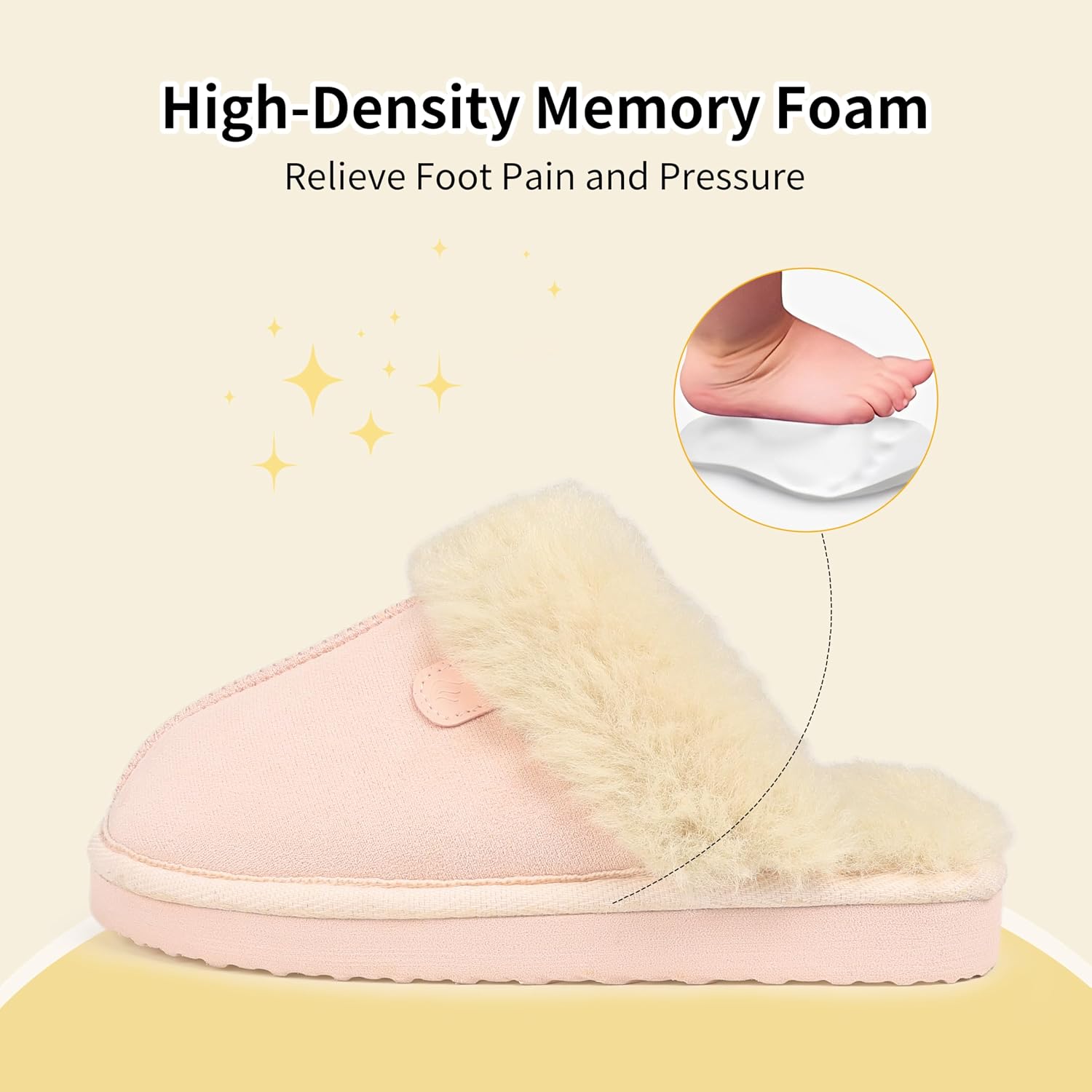 CIOR Boys Girls Memory Foam Slippers Faux Fur Lining Slip-on Clog Indoor Outdoor for Little Kid Big Kid
