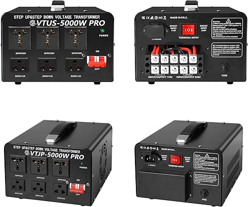 Miniatura 5 de Transformador convertidor de voltaje de 5000 vatios - Convertidor elevador y descendente de alta resistencia de 110-120 voltios a 220-240 voltios y
