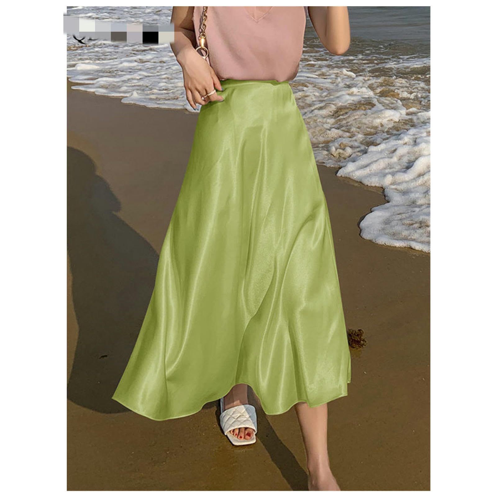 NOGRAX Falda Larga Mujer Faldas para Mujeres De Verano Fashion Fashion Midi Longitud De La Cintura Alta De La Cintura Delgada Delgada.