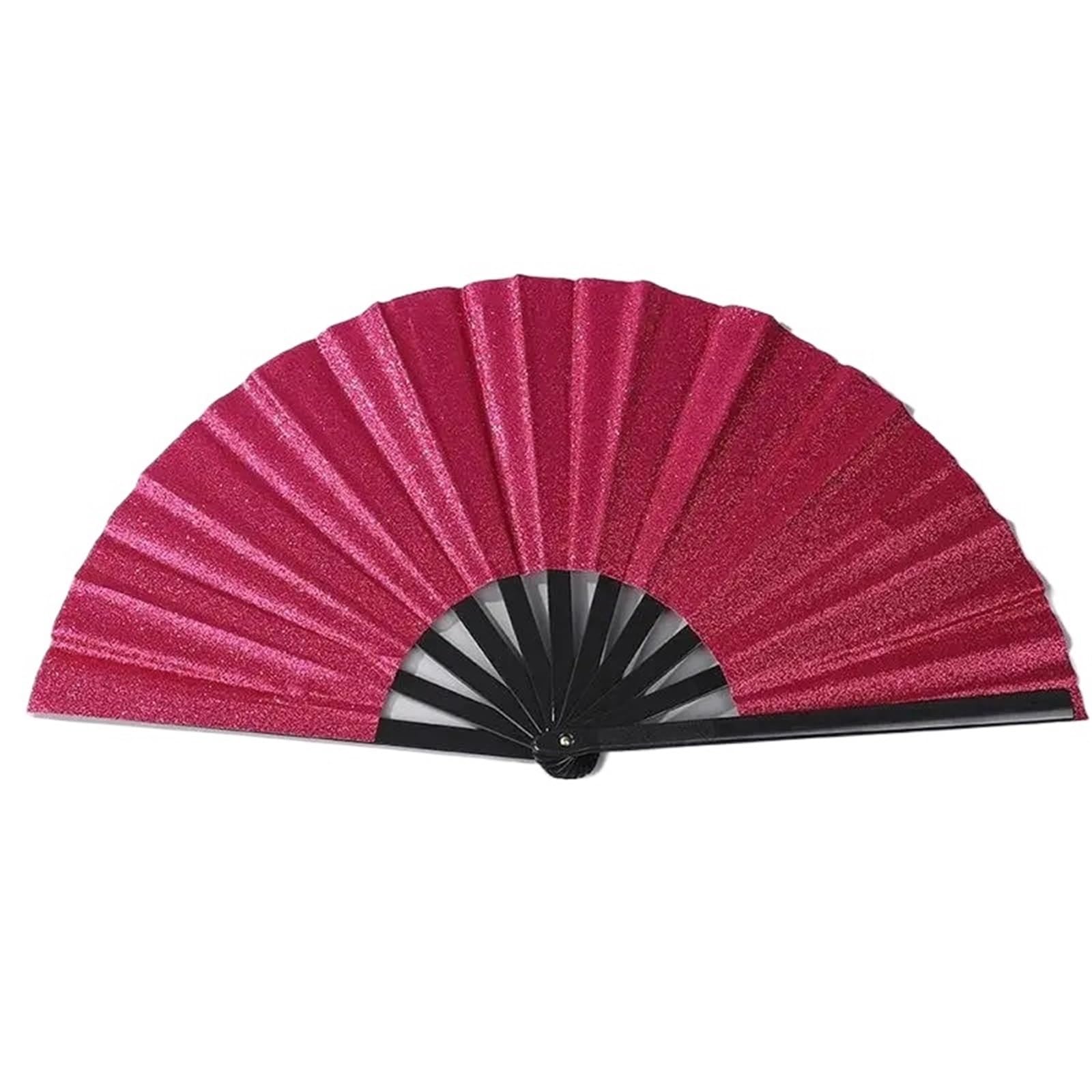 WLIHDB 10Pcs Glitter Folding Hand Fan,Large Rave Clack For Party for Summer(Color1)