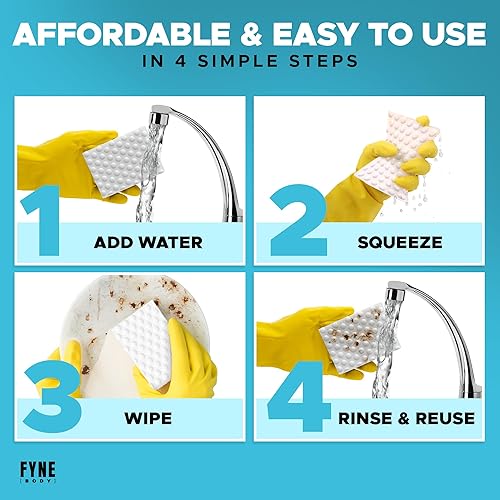 Miniatura 6 de FYNE - Borrador mágico extra duradero, paquete de 10 esponjas gruesas de limpieza de melamina de larga duración, almohadillas de limpieza de
