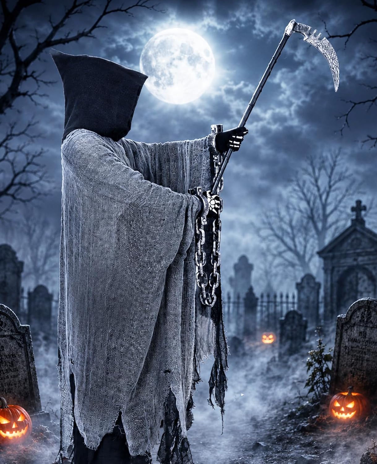 Grim Reaper Costume, Halloween Hooded Cloak, Scary Halloween Cosplay Costumes for Adult