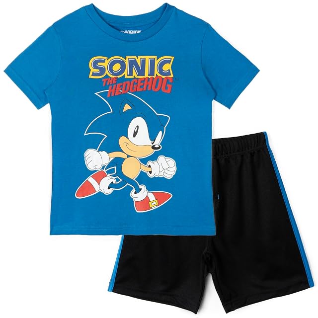 SEGA Sonic the Hedgehog Athletic T-Shirt and Mesh Shorts Outfit Set Toddler to Big Kid Sizes 2T -