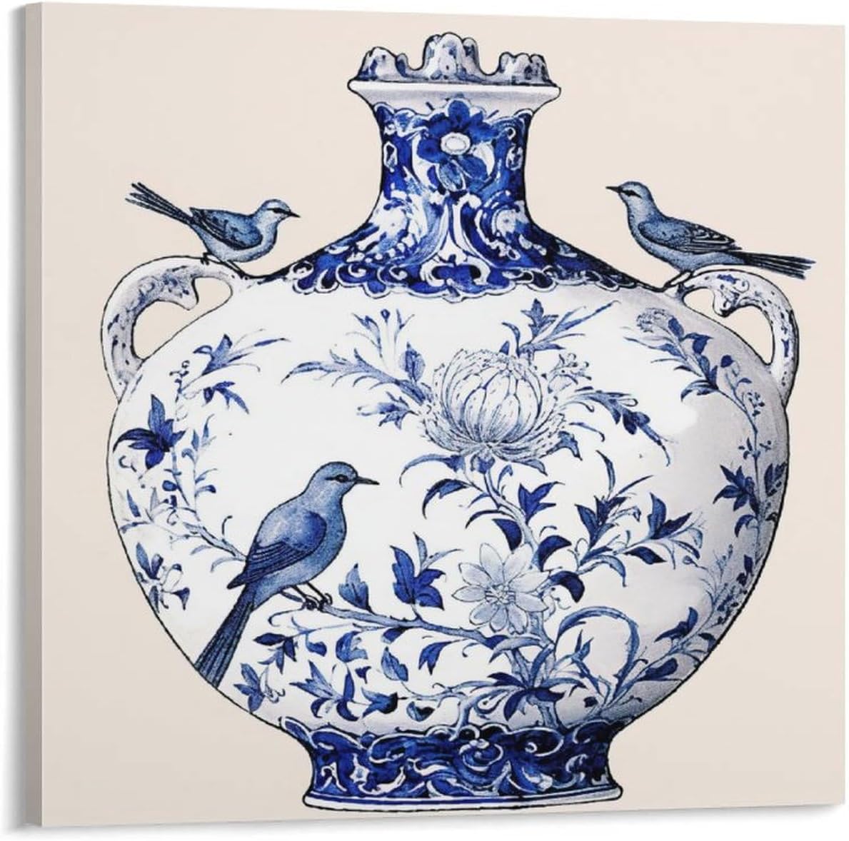 Chinese Style Chinoiserie Blue and White Porcelain Vase