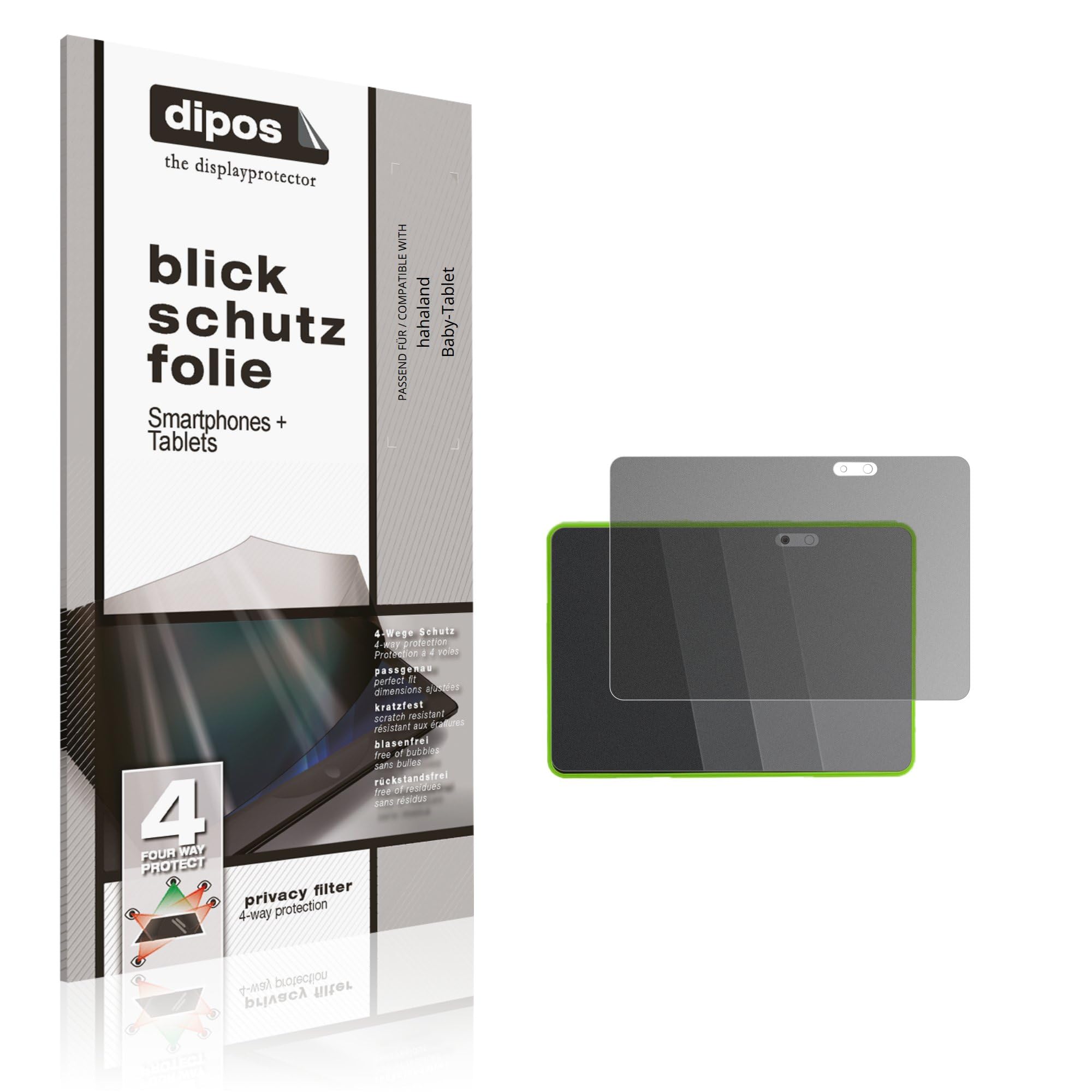 dipos Protection écran anti-espion pour hahaland Baby-Tablet | Film mat, filtre de confidentialité 4 directions, sur mesure, anti-rayures, sans bulles, adhésion sans colle