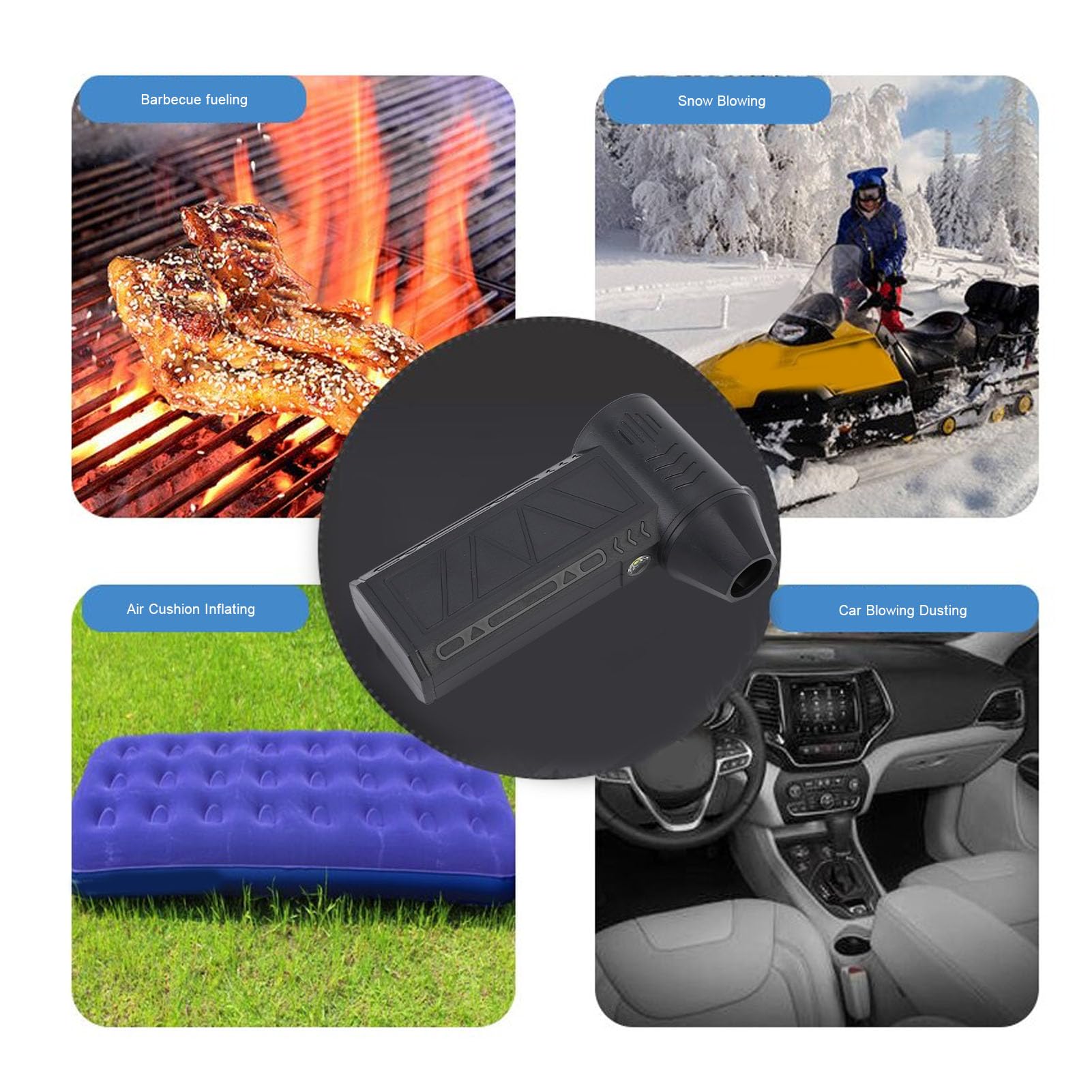 Aire Comprimido Duster, 130000 Rpm 4 Despinador Seco Chorro Ajustable con Motor sin Escobillas para el sofá Automóvil Teclado Computadora, Soplador Aire Portátil
