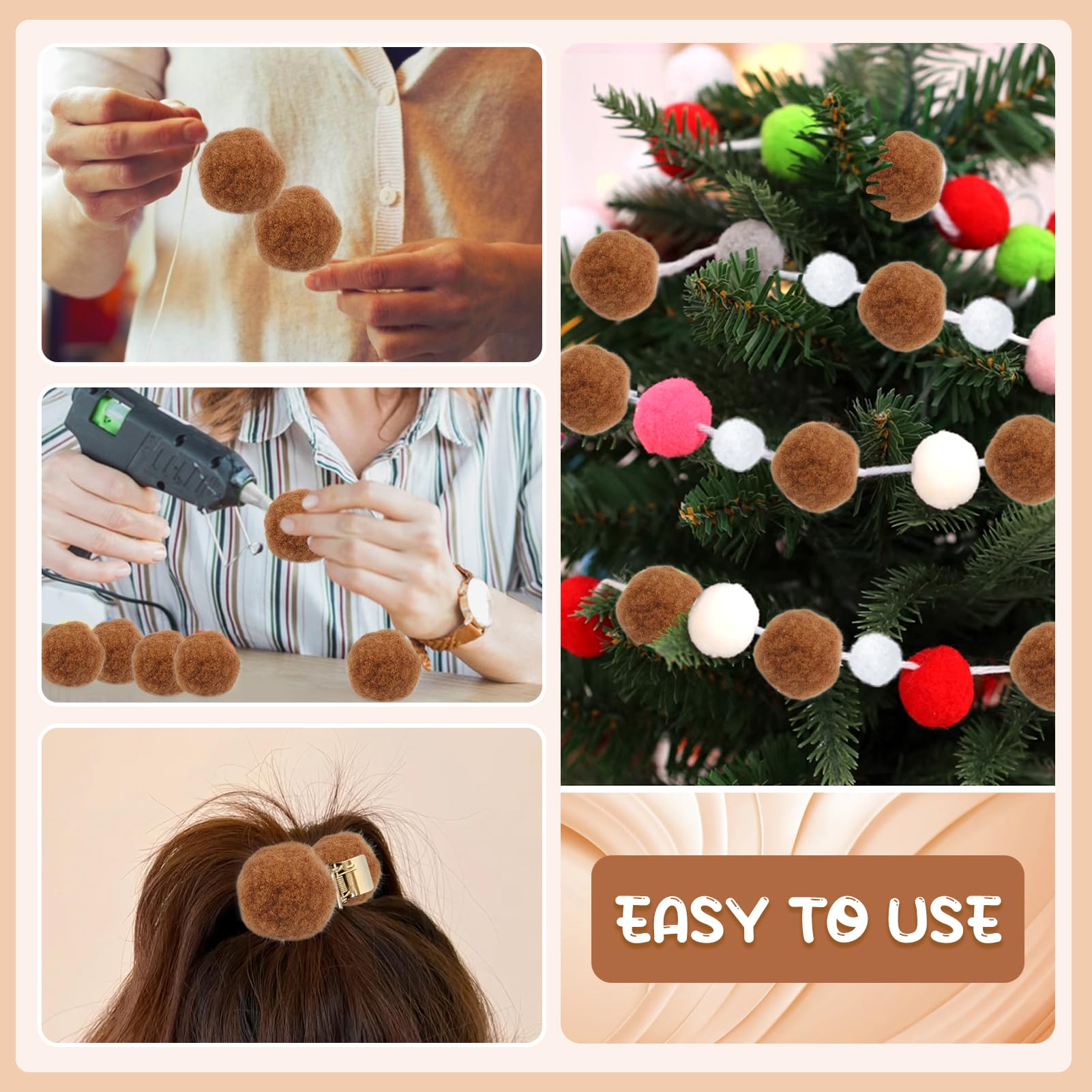 TOAOB 30pcs 5cm Large Pom Poms Balls Brown Fluffy Pompoms for DIY Crafts Decorations - Image 3