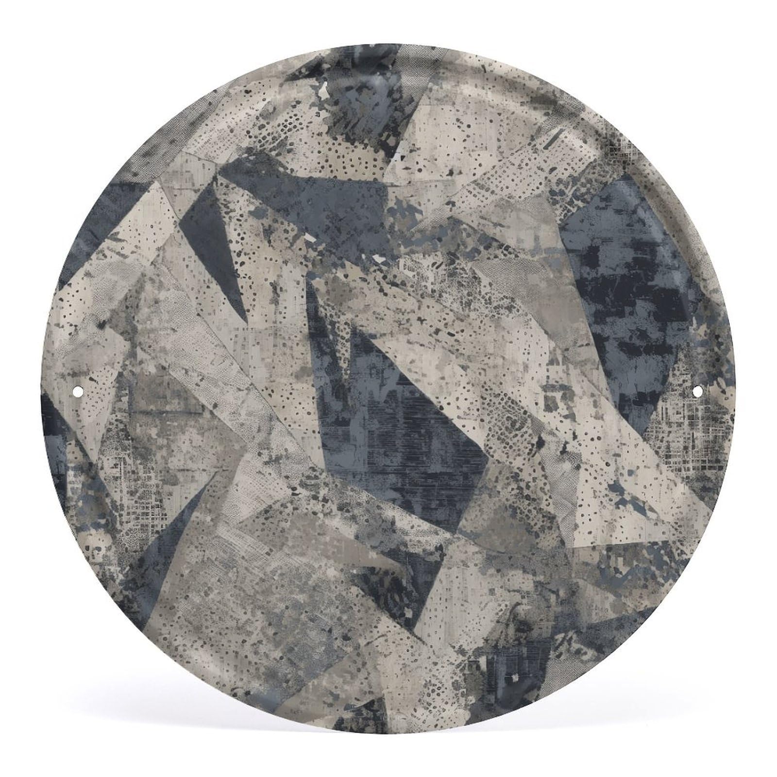 Fodpand Style Intricately Textured Patterns Round Wall Art Hanging Decorations, Wall Decor Modern Minimalist Artwork, Tin Sign Hanging Picture For Living Room, Bedroom, Office, Hallway, 11.8X11.8 Inch