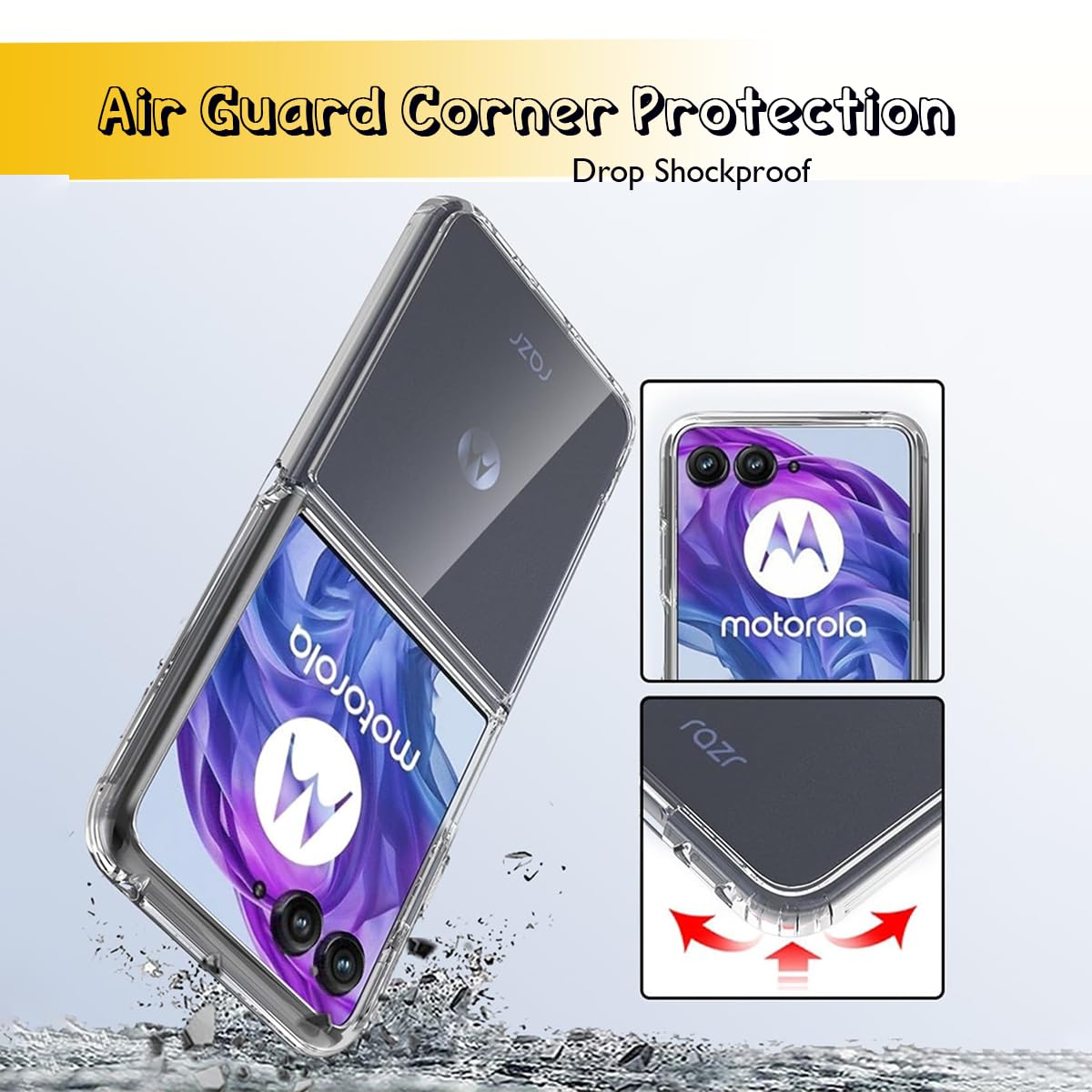 CBUS - Custodia rigida trasparente per Motorola RAZR 5G, protezione