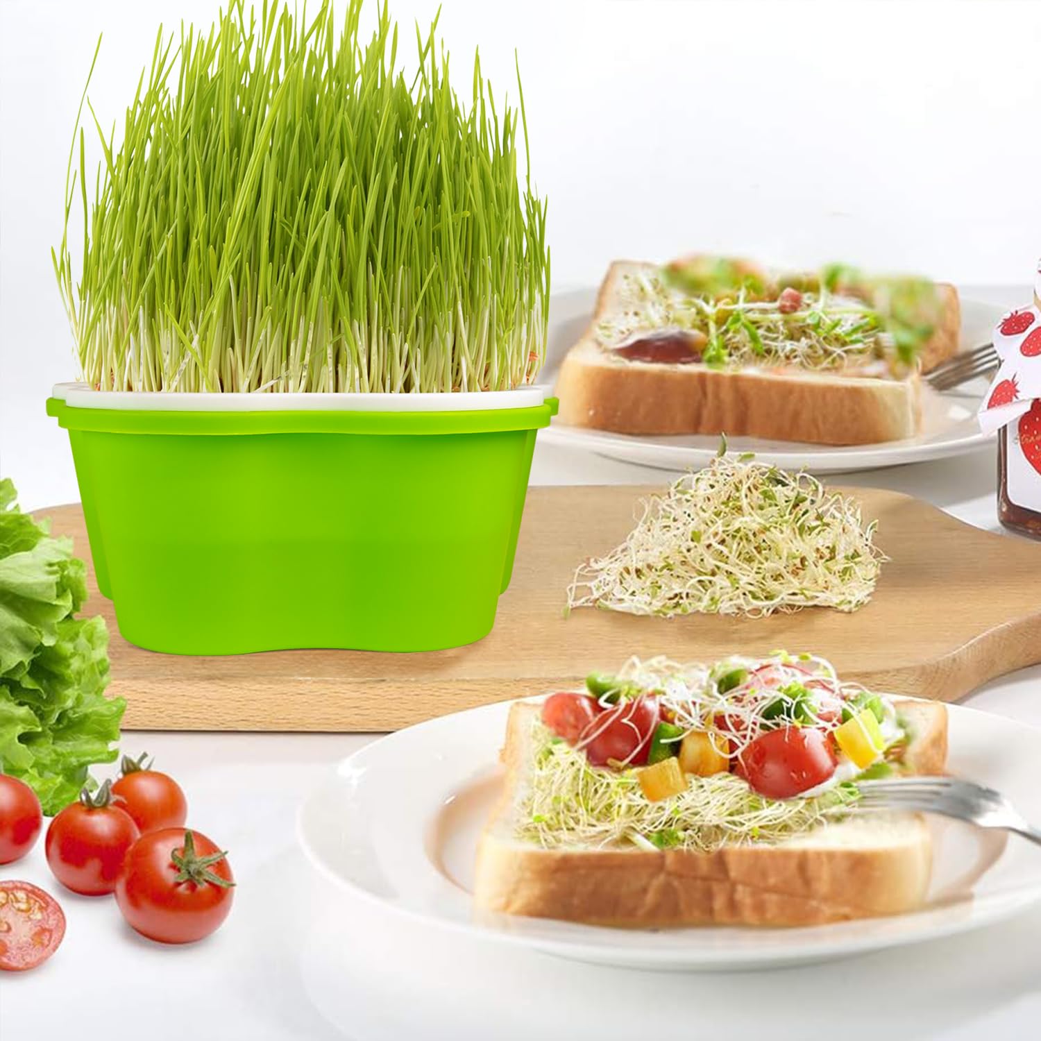 KAWAAN 4 Pièces Kit de Germination de Graines,Kit de Culture de germes de Haricots, Plateau de Germination de Graines, Germoir pour Graines à Germer, Germoir avec Couvercle, Bac à Semis pour Haricots