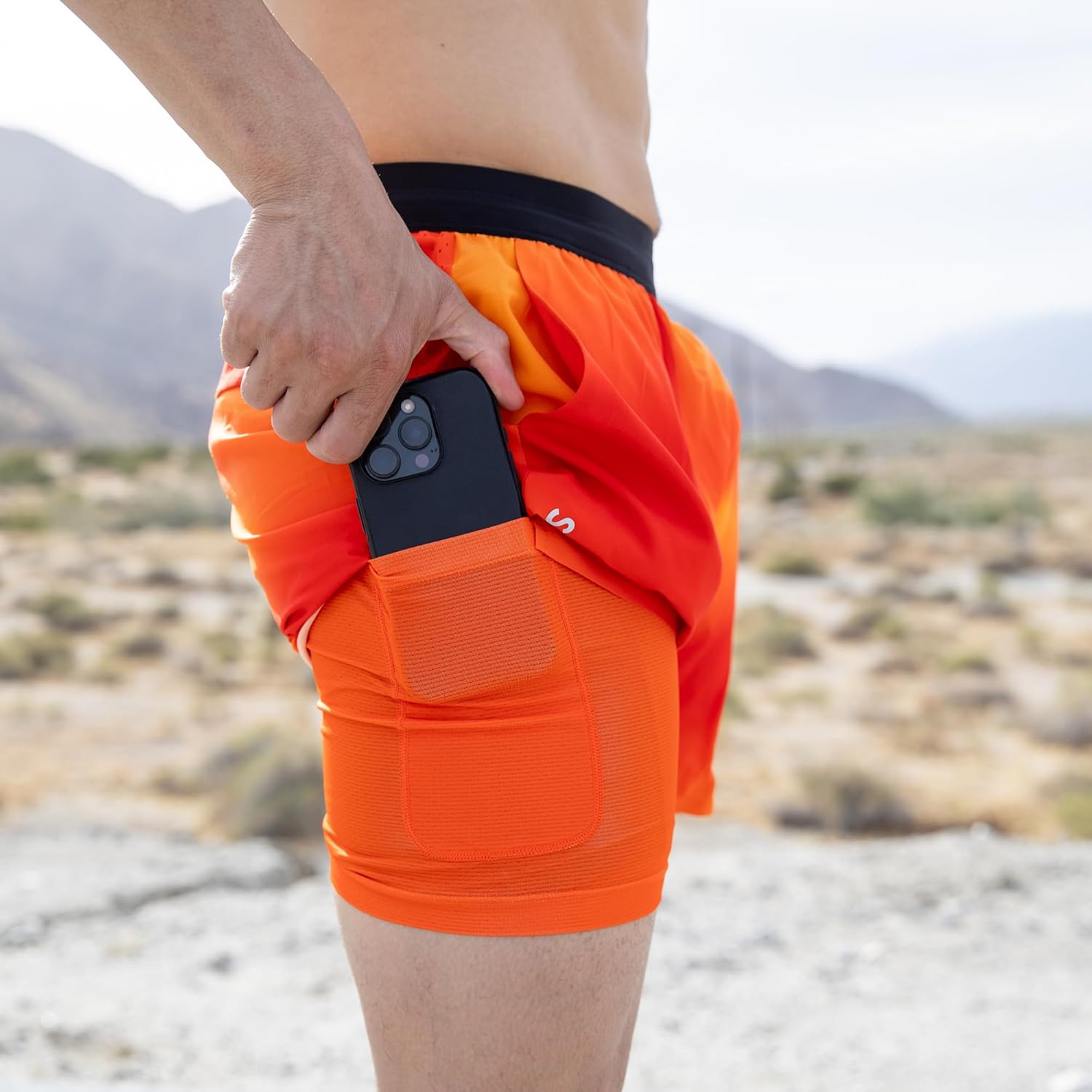 Sprints Mens 2-in-1 Running Shorts, 5 inch Quick Dry Athletic Shorts w/Pockets, Breathable, 4-Way Stretch for Gym & Workout