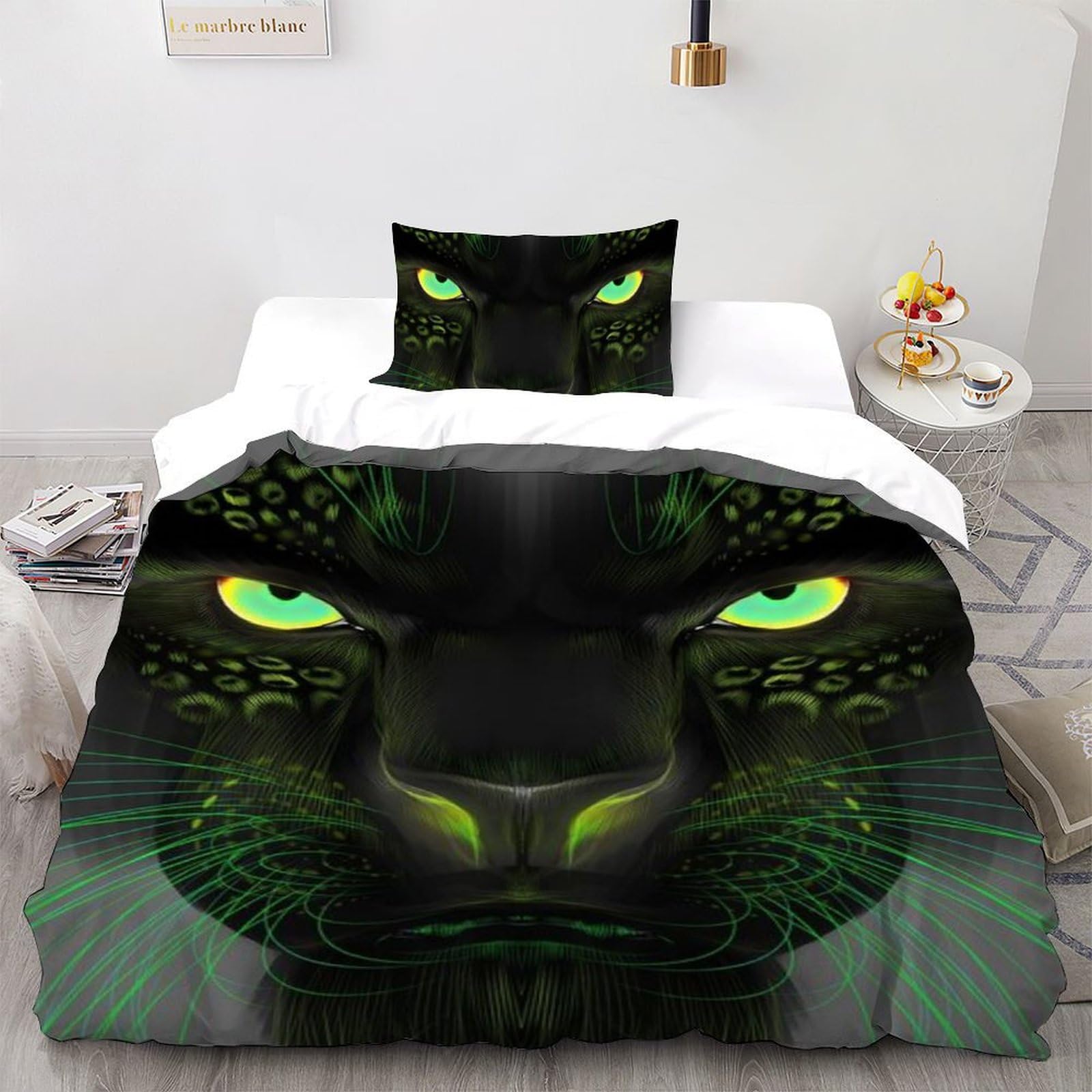 Housse de couette léopard 135x200cm imprimé 3D microfibre animaux