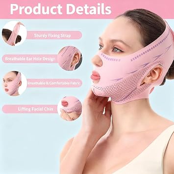 V Face Lift Mask, Reusable Double Chin Reducer for Women, Face Sculpting Mask for Jawline and Sagging Skin, V Shape Slimming Bandage, Breathable Chin Strap for Sleeping