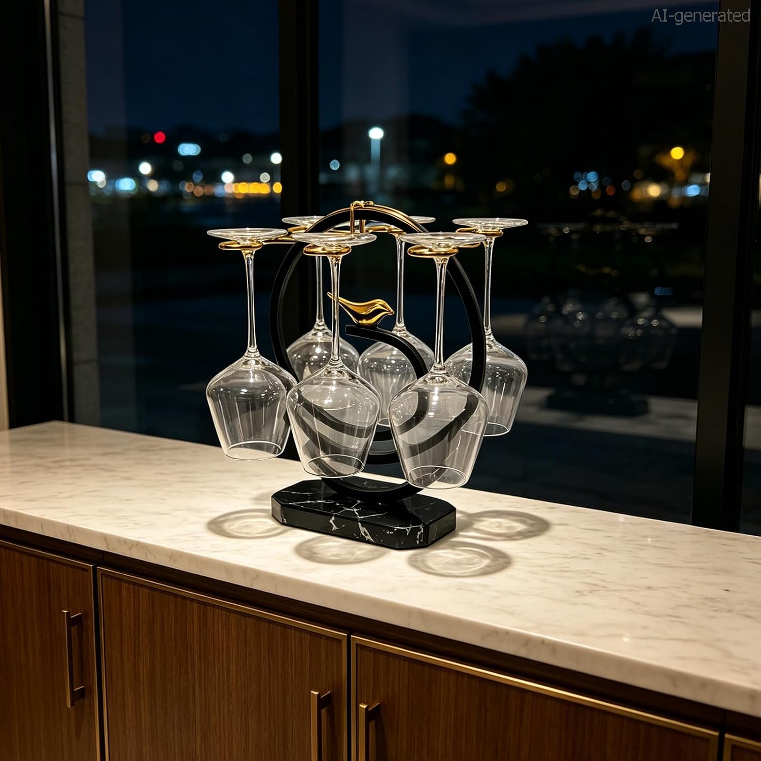 Wine Glass Holder, Countertop Goblet Display Stand, Bird