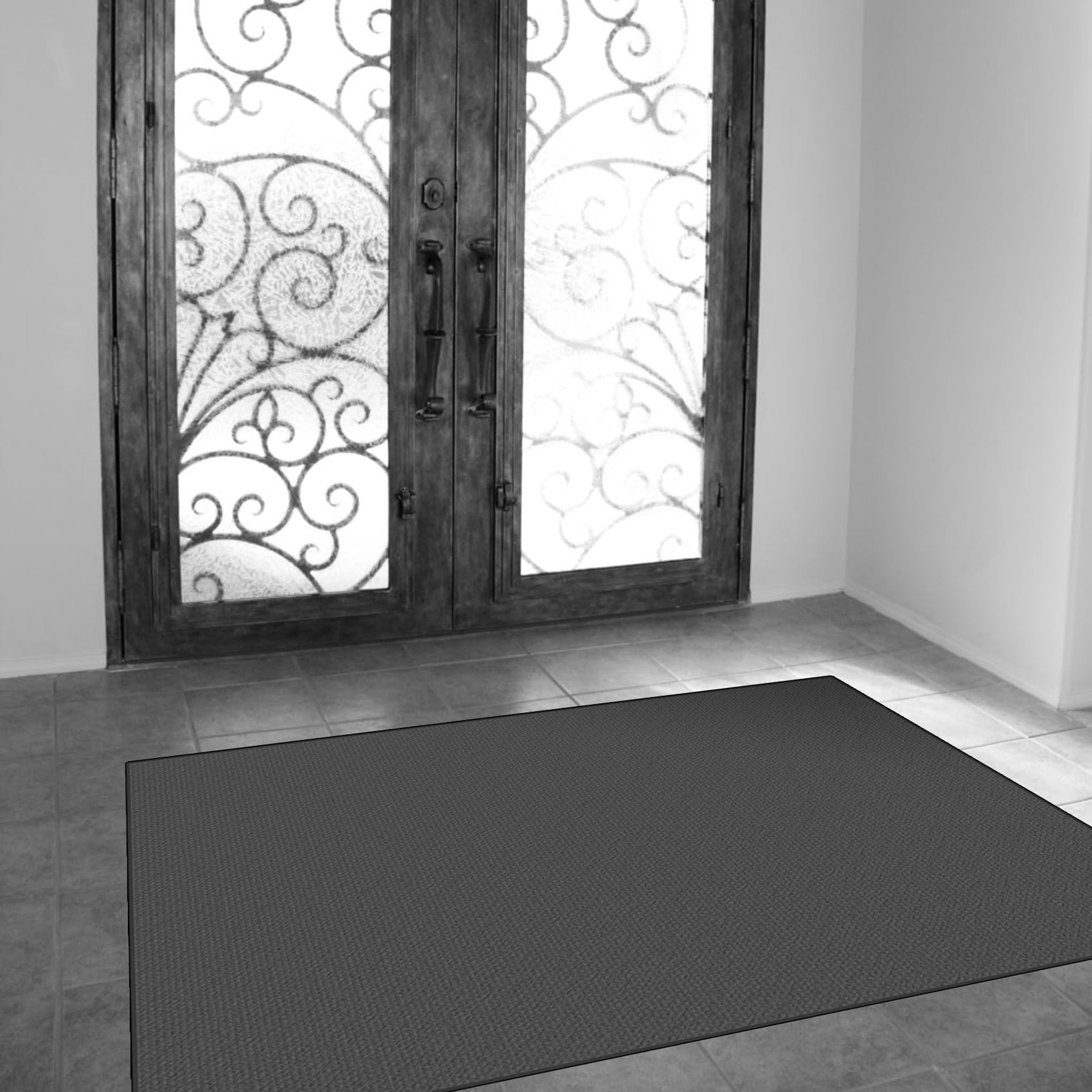 CUIMEI Carpet Door Mat 50 x 70 cm Sturdy Washable Lightweight Extra Long Hallway with Non-Slip Rubber Backed for Every Season, Dark Grey