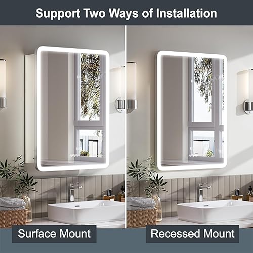 Miniatura 7 de Botiquín de 16 x 24 pulgadas con luces (bisagra derecha), esquina redondeada, empotrado/superficie, enchufe/cableado, 2 tomas de corriente + 1 USB