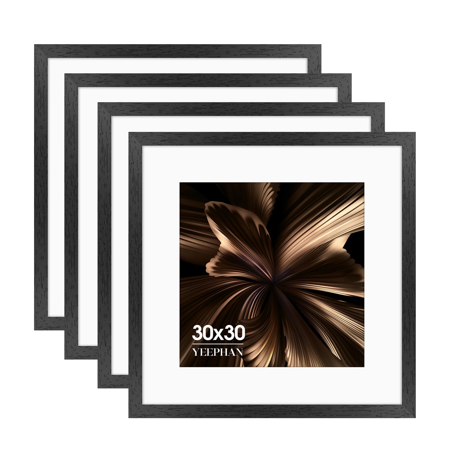 30x30 Picture Frame - Square Frames with Mount for 20x20cm Prints, Black