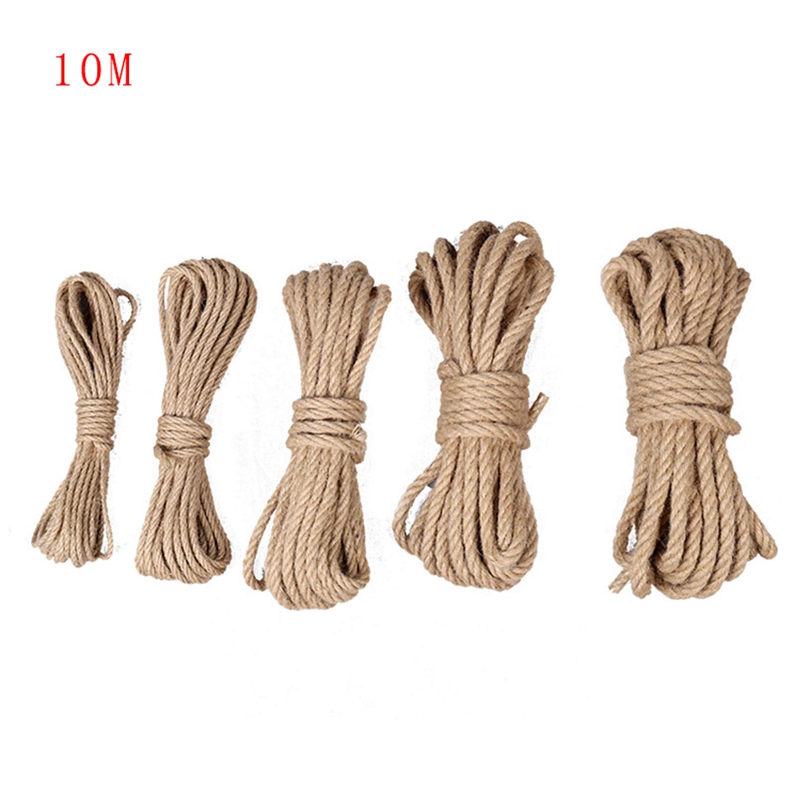 Bclla Zkenshan-Natural Jute Twine DIY Craft Handmade Decoration Pet Scratching 2mm-12mm, 10M Natural Jute Rope Twine Rope Hemp Cord Macrame String, Natural Jute Fiber (Color : 5MM)