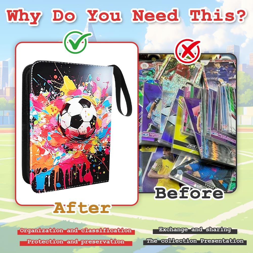 Carte da collezione album da calcio, 4 tasche, raccoglitore per carte da calcio, 900 carte da calcio, scrapbooking, carte sportive, cartelle per il calcio, carte da collezione