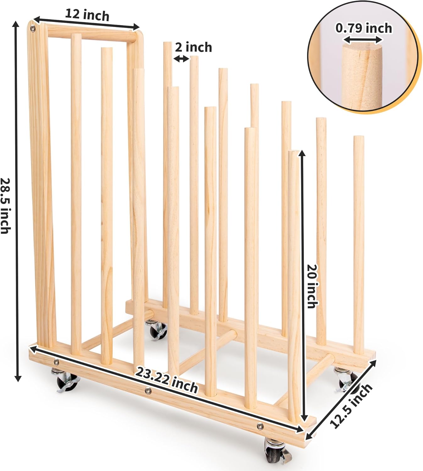 GENMOUS Art Storage Rack with Caster Wheels, Art Drying Rack Wood Storage Stand for Canvas Storage Paint Drying Rack,Drawing Board Stands for Printed Matter,Crafts Drying,Art Studio,Classrooms Easel