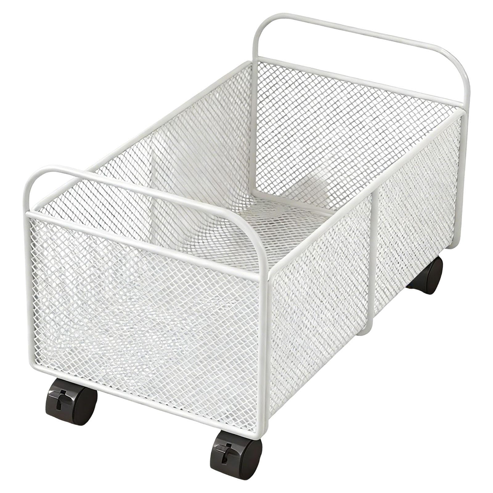 MERIGLARE Rollbarer Bücher Und Aktenwagen, Robuster Eisenwagen in Premiumqualität mit Rollen, Praktischer Aufbewahrungswagen für Den Schreibtisch, Ideal für Al, Weiß, Klein