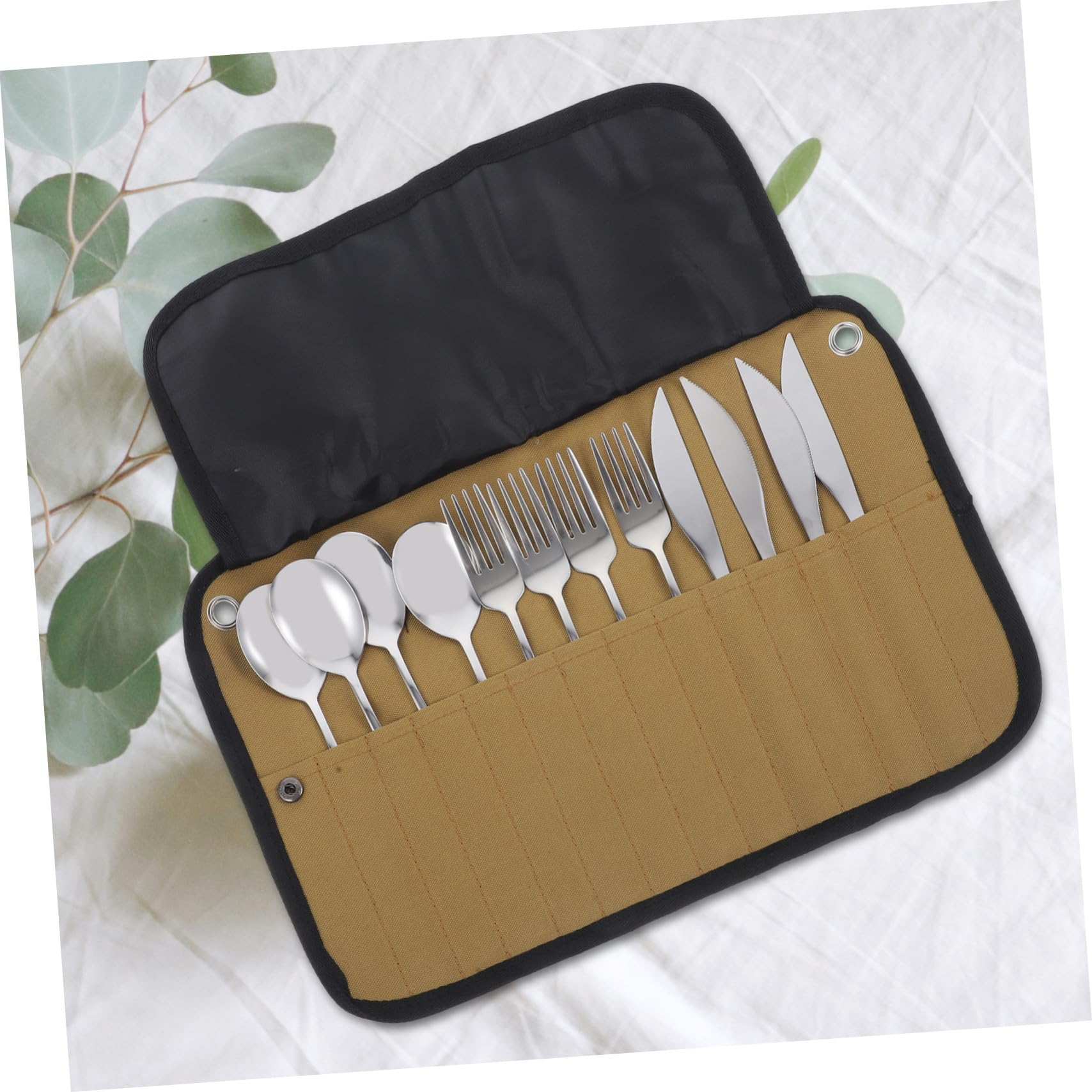 Ensemble de Vaisselle de Camping Portable 1 Set Pochette Roulée