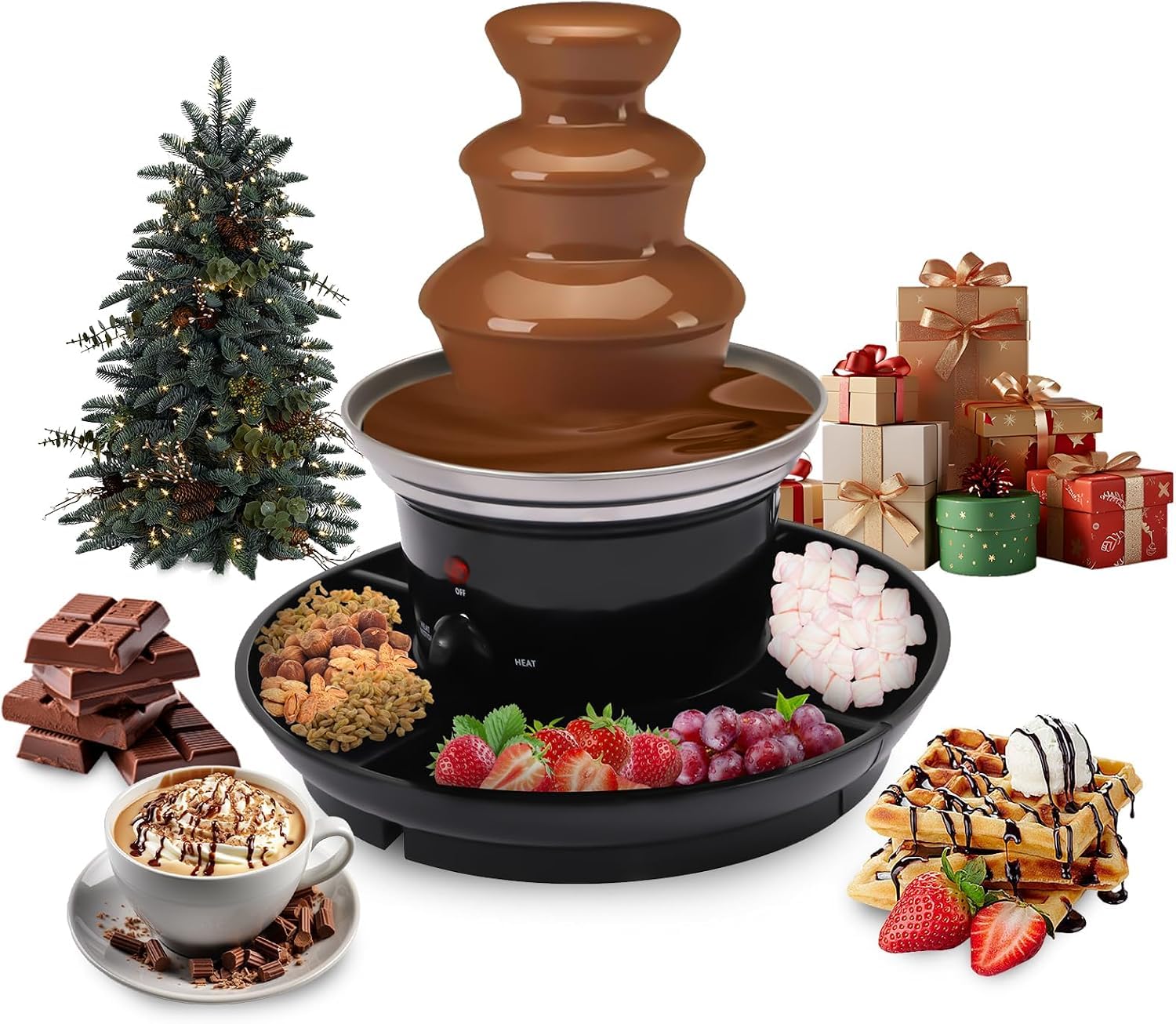 3-poziomowa fontanna czekoladowa z funkcją topienia, 40 W, elektryczna fontanna czekoladowa, do fondue czekoladowego, pojemność 0,45 kg, stal nierdzewna, na imprezę, urodziny, wesele